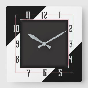 Art Deco black and white Square Wall Clock