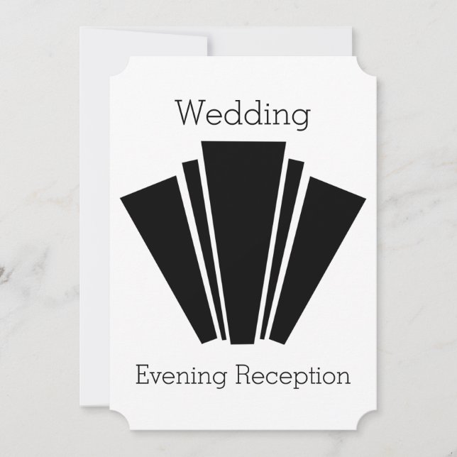 Art Deco Black And White Wedding Reception Invitation (Front)