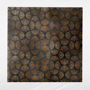 Art Deco Black Copper Fan Shell Graphic Tile