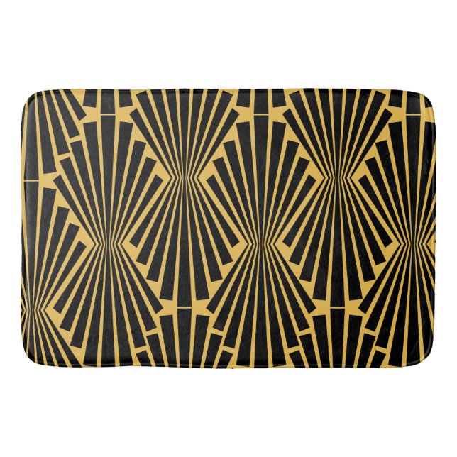 Art Deco Black Fans Custom Pattern Bath Mat (Front)