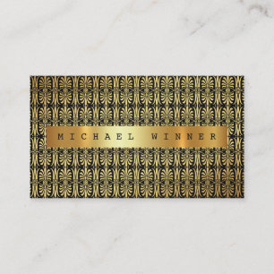 Art Deco Black Glam Ornament Vip Golden Foil Business Card