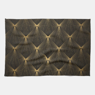 Art deco,black gold,chic,elegant,pattern,classy,tr tea towel