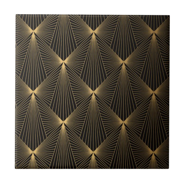 Art deco,black gold,chic,elegant,pattern,classy,tr tile (Front)