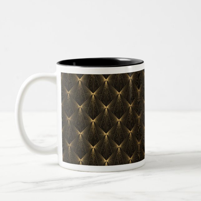 Art deco,black gold,chic,elegant,pattern,classy, Two-Tone coffee mug (Left)