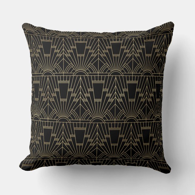 Art Deco Black Gold Cushion (Front)
