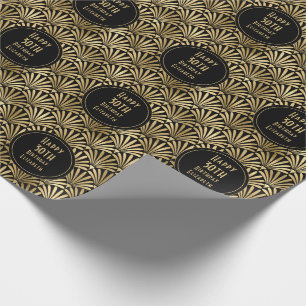 Art Deco Black & Gold Custom Happy 30th Birthday   Wrapping Paper