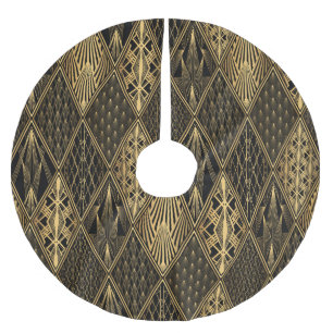 Art Deco Black Gold Elegance Brushed Polyester Tree Skirt