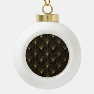 Art Deco: Black Gold Elegance. Ceramic Ball Christmas Ornament