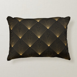 Art Deco: Black Gold Elegance. Decorative Cushion