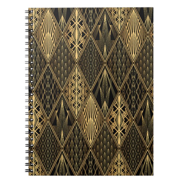Art Deco Black Gold Elegance Notebook (Front)