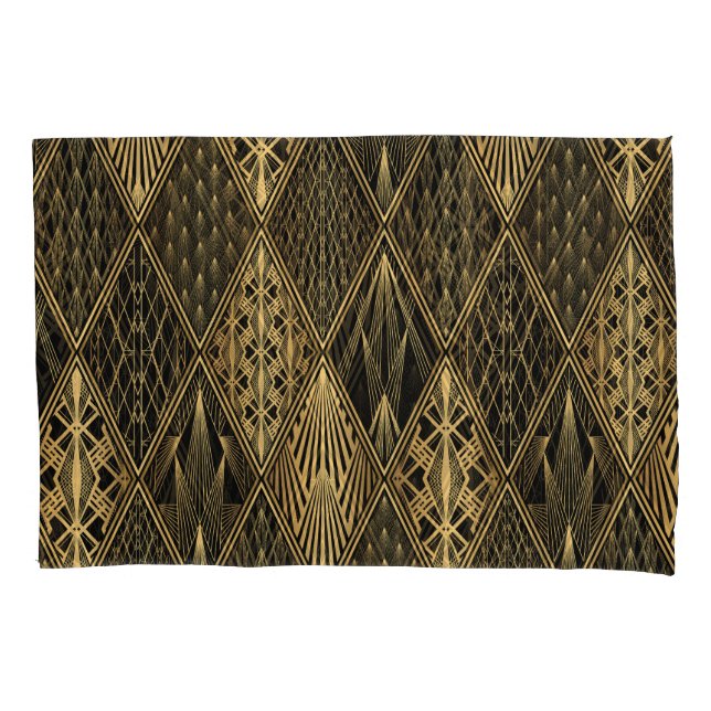 Art Deco Black Gold Elegance Pillowcase (Front)