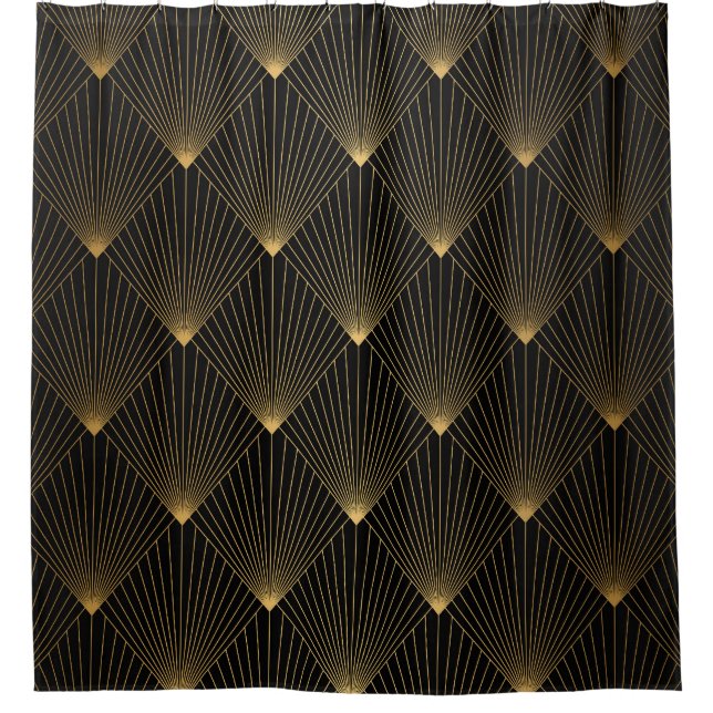 Art Deco: Black Gold Elegance. Shower Curtain (Front)