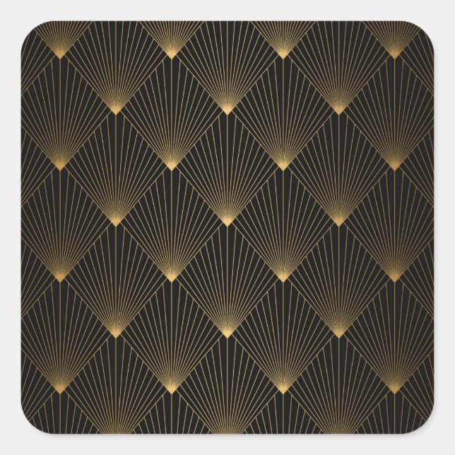 Art Deco: Black Gold Elegance. Square Sticker (Front)