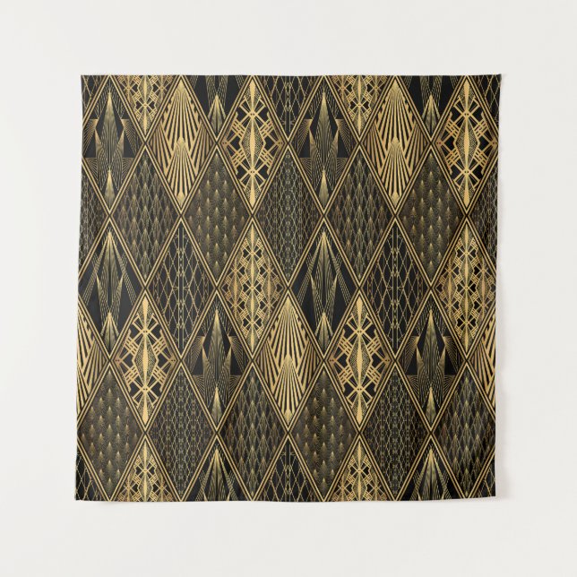 Art Deco Black Gold Elegance Tapestry (Front)