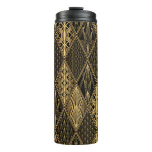Art Deco Black Gold Elegance Thermal Tumbler