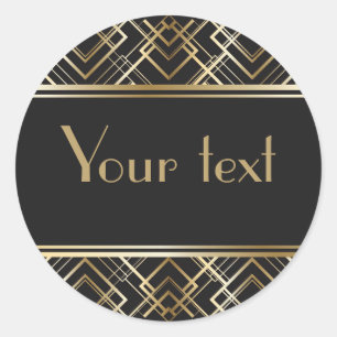 Art deco,black,gold,elegant,chic,monogram ready, c classic round sticker