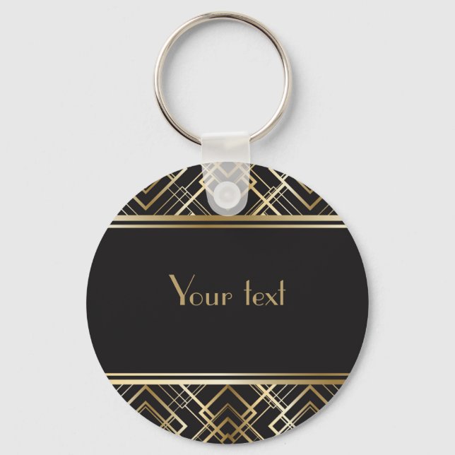 Art deco,black,gold,elegant,chic,monogram ready, c key ring (Front)