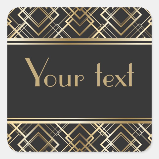 Art deco,black,gold,elegant,chic,monogram ready, c square sticker (Front)
