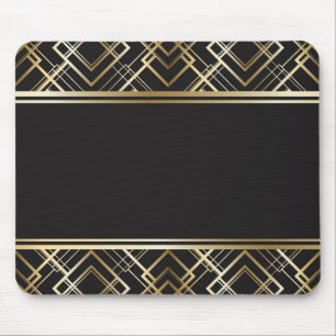 Art deco,black,gold,elegant,chic,monogram ready, mouse mat