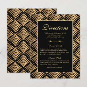 Art Deco Black Gold Gatsby Wedding Directions Invitation