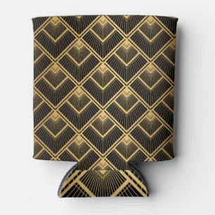 Art Deco Black Gold: Geometric Can Cooler