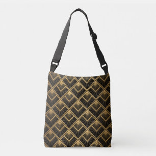 Art Deco Black Gold: Geometric Crossbody Bag