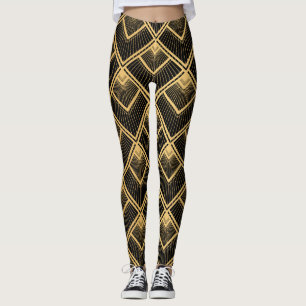 Art Deco Black Gold: Geometric Leggings