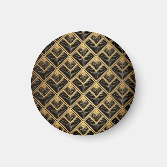 Art Deco Black Gold: Geometric Magnet (Front)