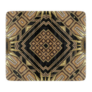 Art Deco Black Gold Geometric StylishGlam Pattern Cutting Board