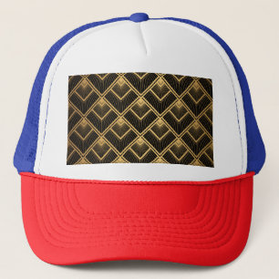 Art Deco Black Gold: Geometric Trucker Hat