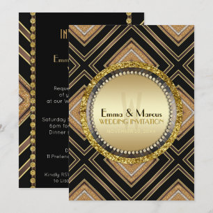 Art Deco Black Gold Geometry Wedding Special Event Invitation