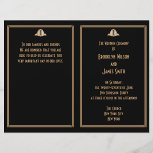 Art Deco Black Gold Great Gatsby Wedding Programs