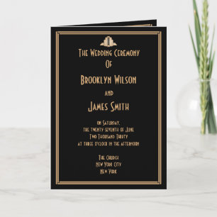 Art Deco Black Gold Great Gatsby Wedding Programs Programme