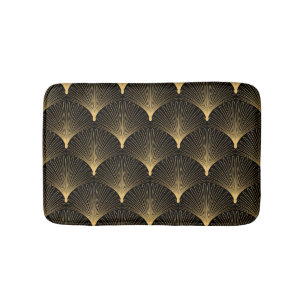 Art Deco: black gold pattern. Bath Mat