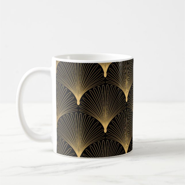 Art Deco: black gold pattern. Coffee Mug (Left)