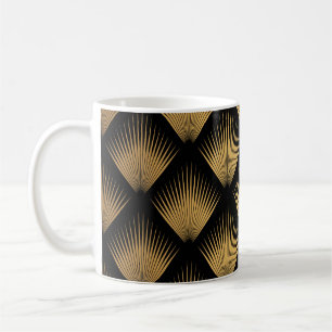 Art Deco, black gold pattern. Coffee Mug