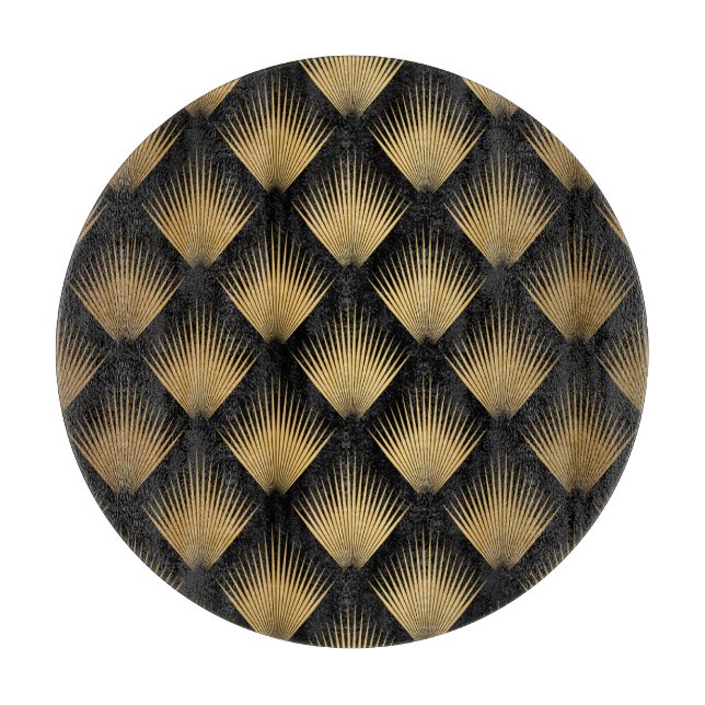 Art Deco, black gold pattern. Cutting Board (Front)