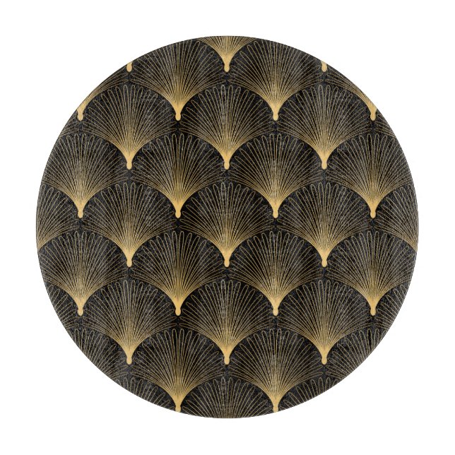 Art Deco: black gold pattern. Cutting Board (Front)