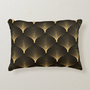 Art Deco: black gold pattern. Decorative Cushion