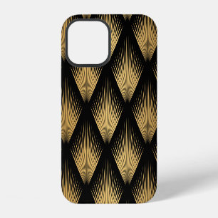 Art Deco, black gold pattern. iPhone 12 Case