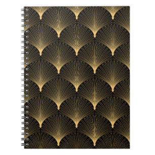 Art Deco: black gold pattern. Notebook