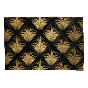 Art Deco, black gold pattern. Pillowcase