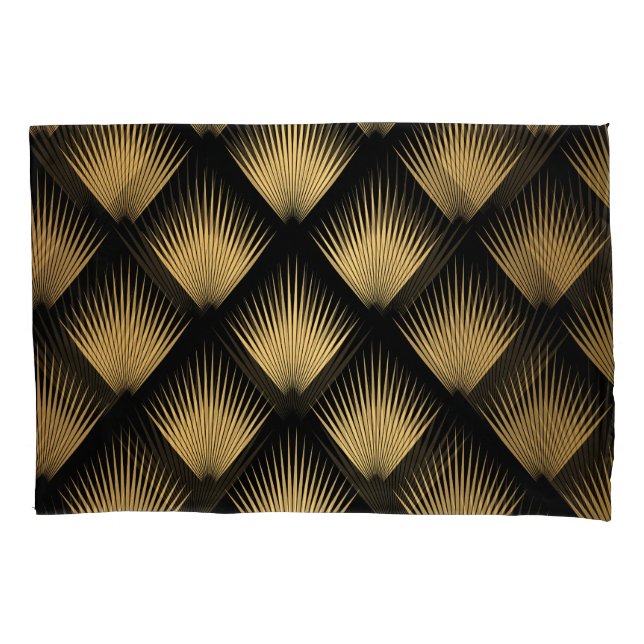 Art Deco, black gold pattern. Pillowcase (Front)