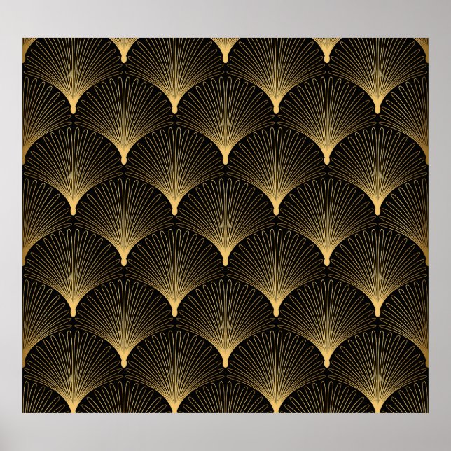 Art Deco: black gold pattern. Poster (Front)