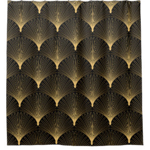 Art Deco: black gold pattern. Shower Curtain