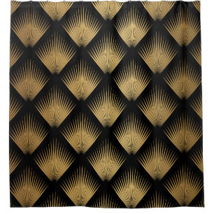 Art Deco, black gold pattern. Shower Curtain