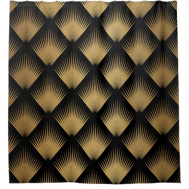 Art Deco, black gold pattern. Shower Curtain (Front)
