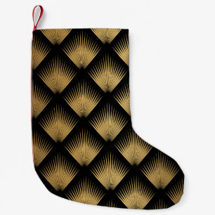 Art Deco, black gold pattern. Small Christmas Stocking