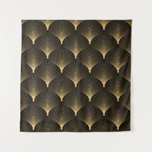 Art Deco: black gold pattern. Tapestry