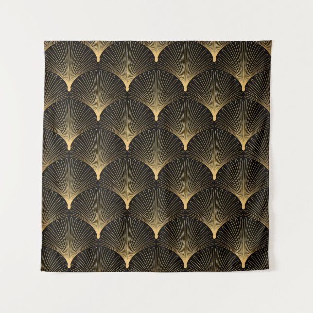 Art Deco: black gold pattern. Tapestry (Front)